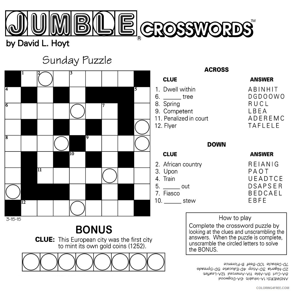 Crossword Puzzle Coloring Pages Jumble Crossword Puzzles Printable 2021 1907 Coloring4free