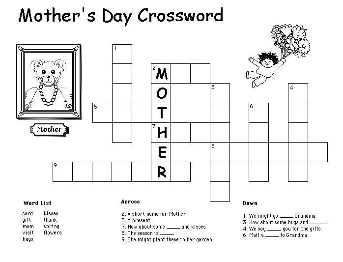 Crossword Puzzle Coloring Pages Mothers Day Crossword Puzzles For Kids Print 2021 Coloring4free