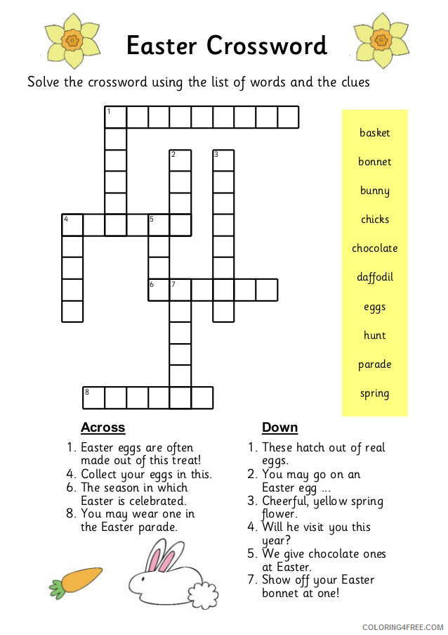 Crossword Puzzle Coloring Pages Print Easter Crossword Puzzles Printable 2021 1917 Coloring4free