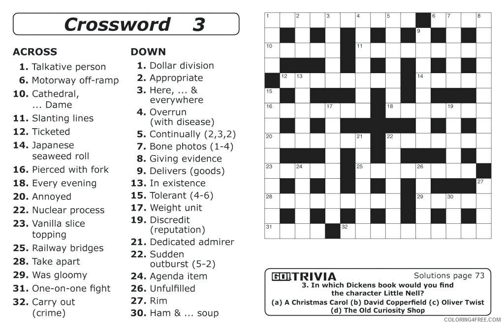 Crossword Puzzle Coloring Pages Printable Crossword Puzzle For Adults 2021 1914 Coloring4free Coloring4free Com