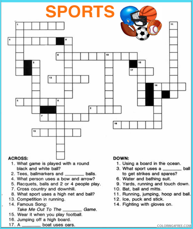 Crossword Puzzle Coloring Pages Sports Crossword Puzzles For Kids Printable 2021 Coloring4free