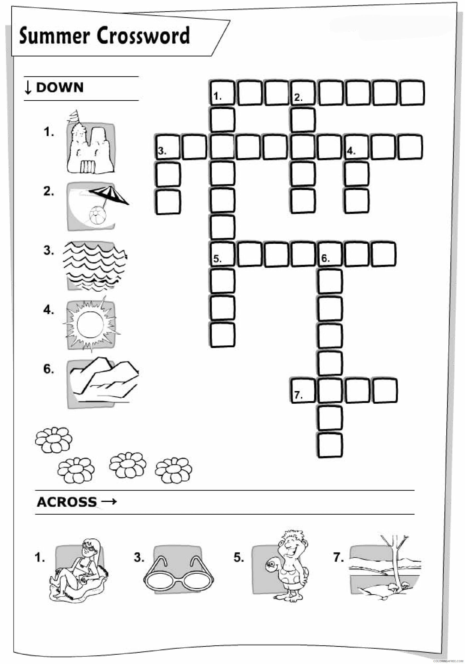 Crossword Puzzle Coloring Pages Summer Crossword Puzzle Printable 2021 1928 Coloring4free Coloring4free Com