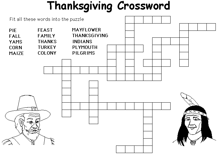 Crossword Puzzle Coloring Pages Thanksgiving Crossword Puzzle Game Printable 2021 Coloring4free