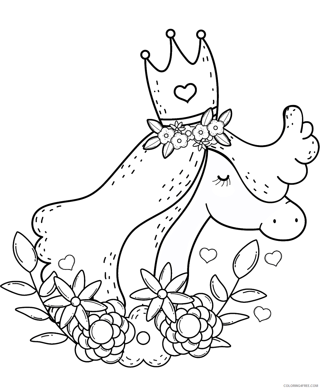 Crown Coloring Pages 1564536219_unicorn_wearing_crown a4 Printable 2021 1938 Coloring4free