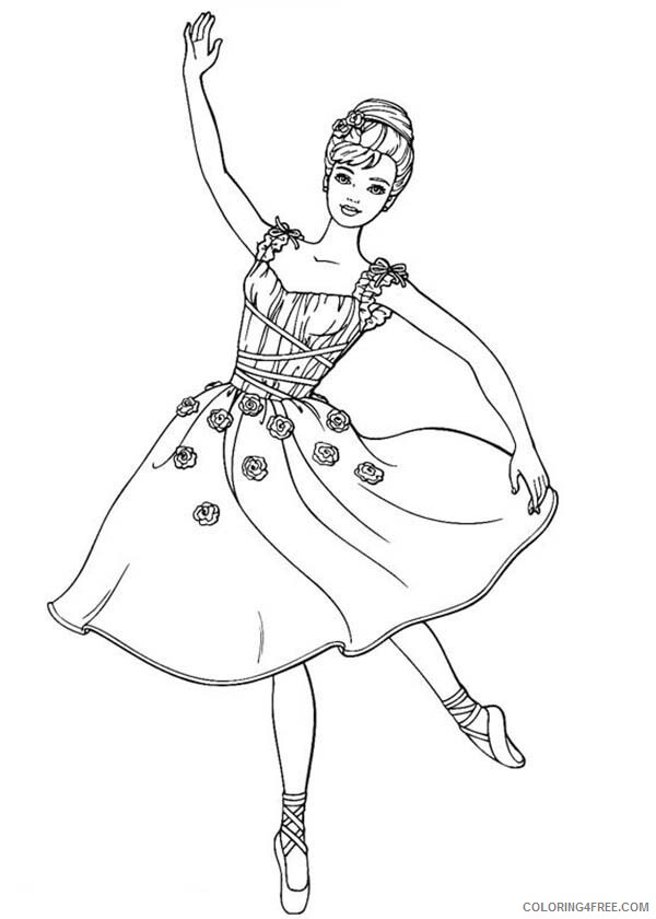 Dancing Coloring Pages Barbie Doll Dancing Ballet Printable 2021 1957 Coloring4free
