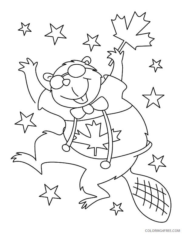 Dancing Coloring Pages Cheerful Beaver Dancing on Canada Day Celebration 2021 Coloring4free