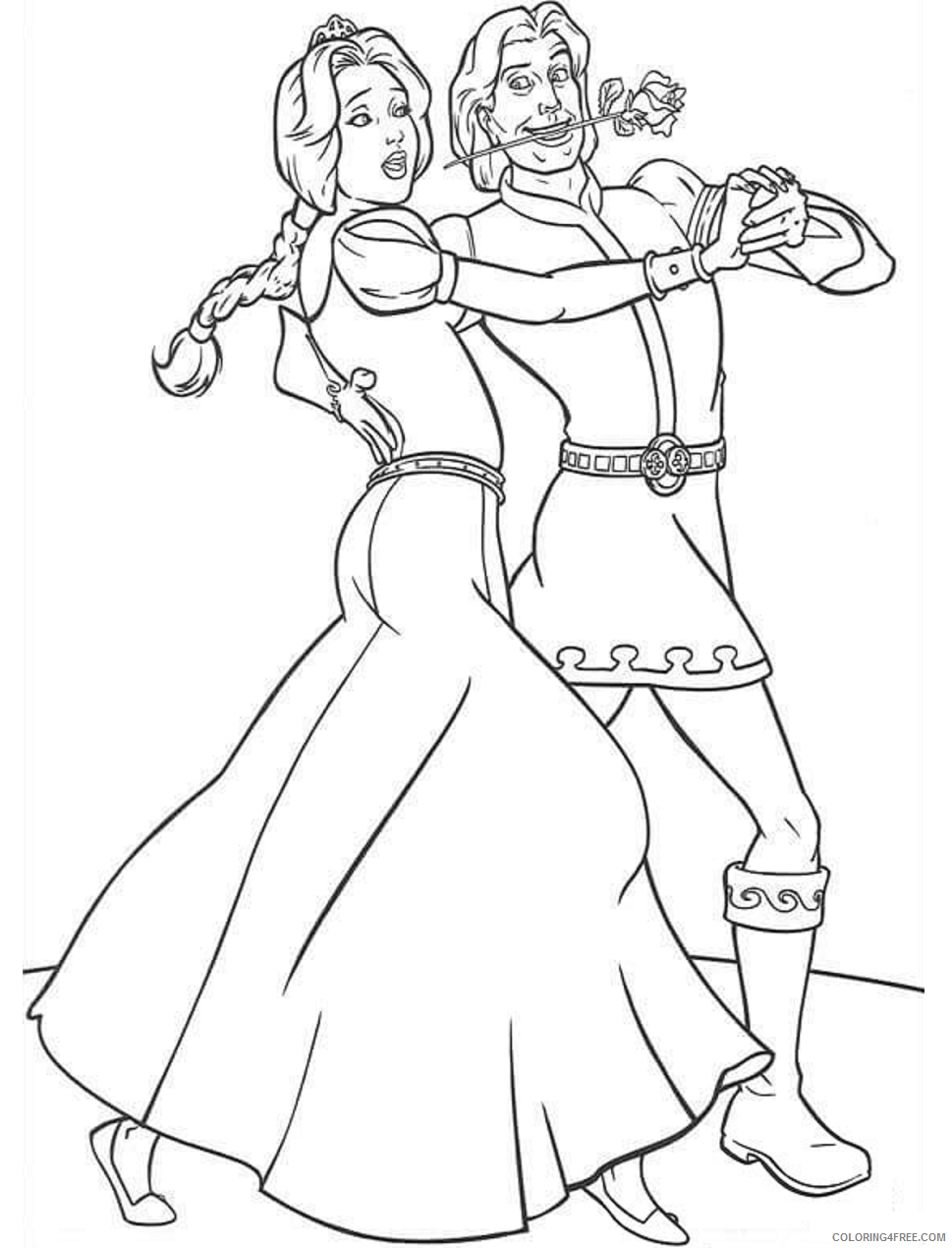 Dancing Coloring Pages fiona_and_prince_charming_dancing Printable 2021 1983 Coloring4free