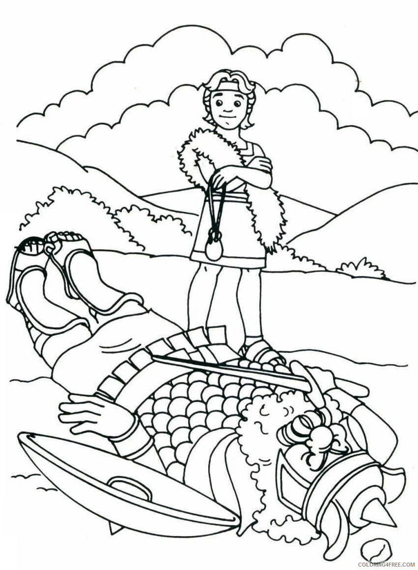 David and Goliath Coloring Pages David Defeating Goliath Printable 2021 2002 Coloring4free