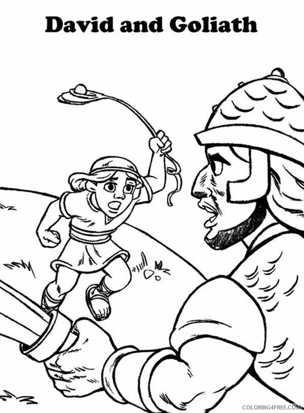 David and Goliath Coloring Pages David Fighting Goliath Printable 2021 2003 Coloring4free