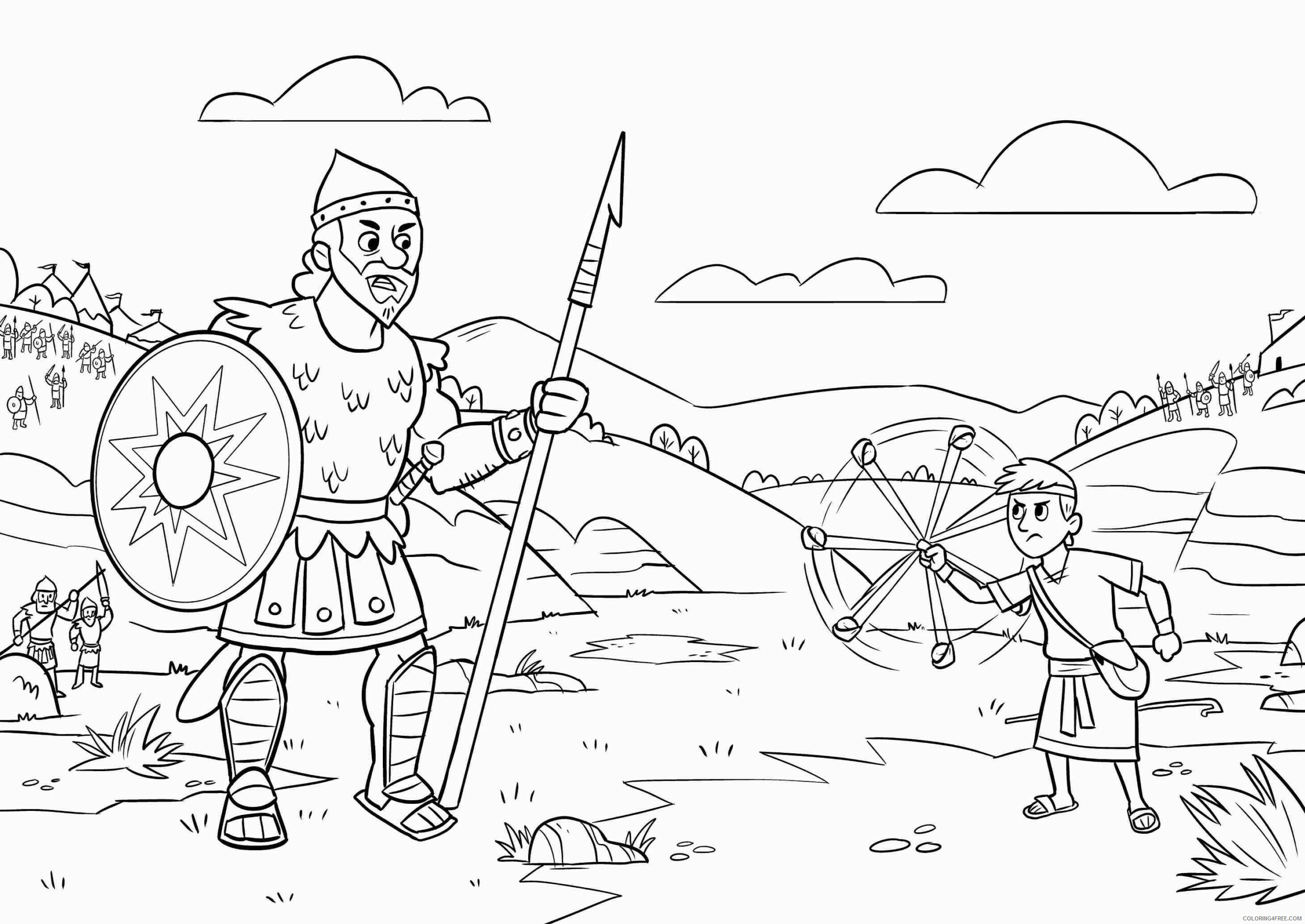 David and Goliath Coloring Pages David and Goliath Printable 2021 1995 Coloring4free