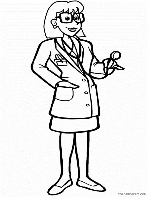 Doctor Coloring Pages Beautiful Female Doctor Printable 2021 2041 Coloring4free