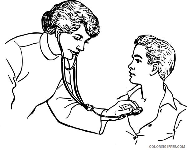 Doctor Coloring Pages Doctor Examine Patient with Stethoscope Printable 2021 2053 Coloring4free