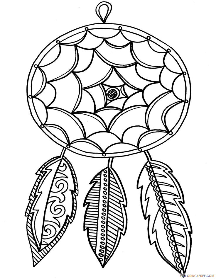Dream Catcher Coloring Pages Easy Dream Catcher Printable 2021 2086 Coloring4free