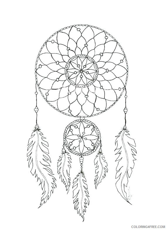 Dream Catcher Coloring Pages Free Dream Catcher 1 Printable 2021 2088 Coloring4free