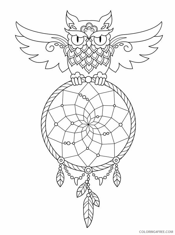 Dream Catcher Coloring Pages Free Owl Dream Catcher Printable 2021 2090 Coloring4free