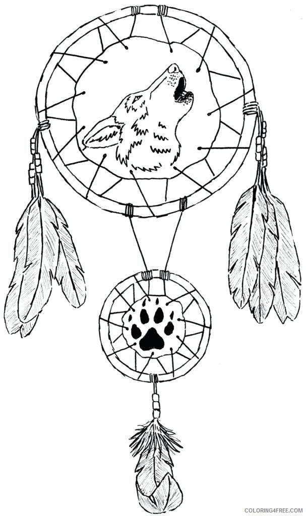 Dream Catcher Coloring Pages Wolf Dream Catcher Printable 2021 2093 Coloring4free