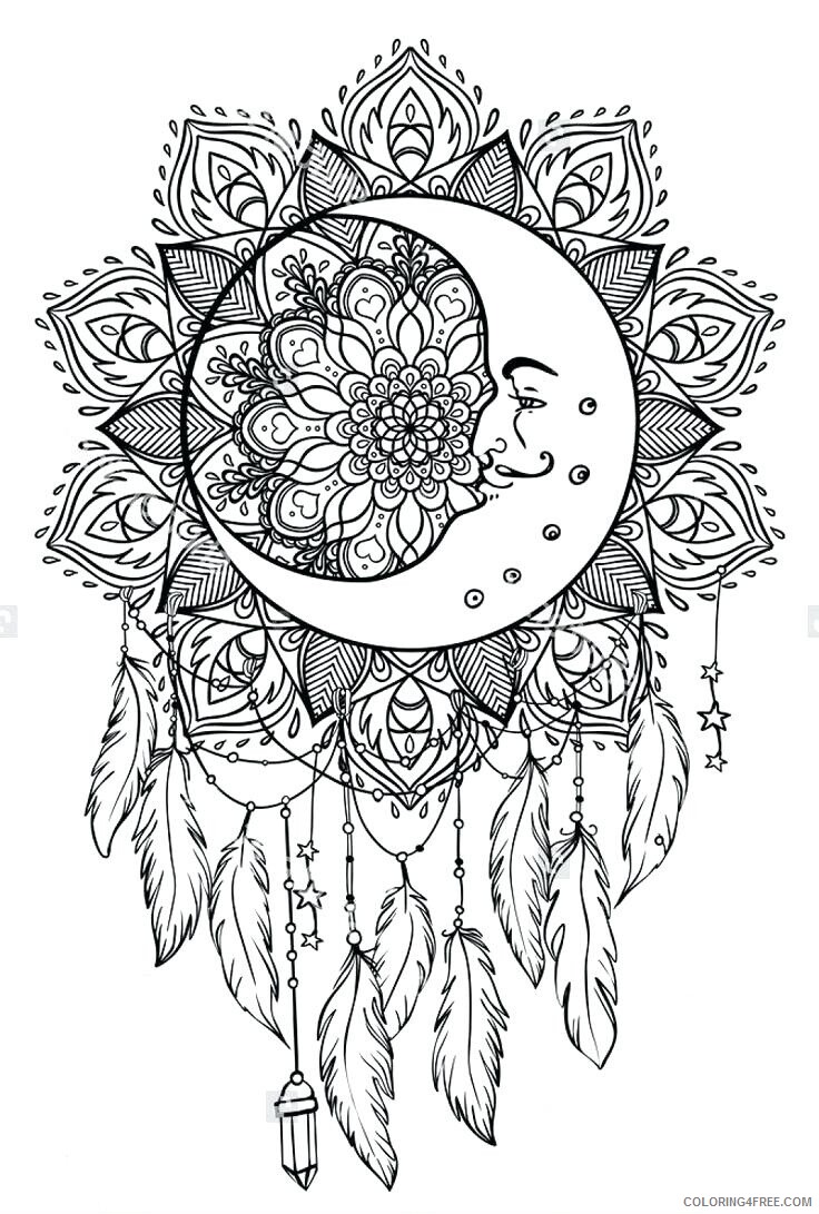 Dream Catcher Coloring Pages dream catcher Printable 2021 2077 Coloring4free