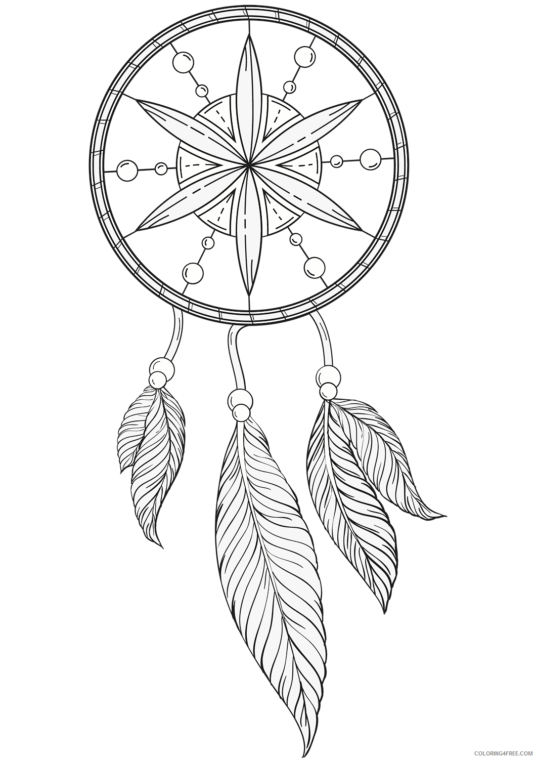 Dream Catcher Coloring Pages dream catcher Printable 2021 2079 Coloring4free
