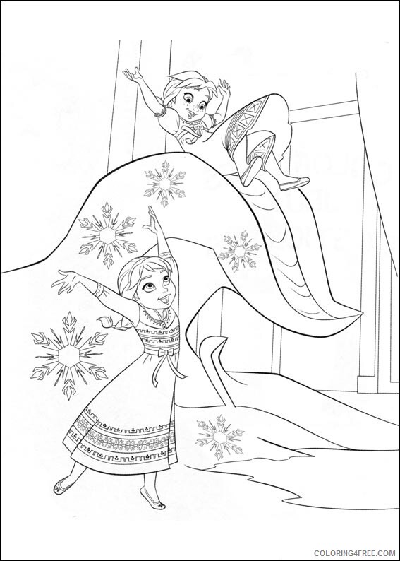 Elsa Coloring Pages elsa and anna playing a4 Printable 2021 2112 Coloring4free