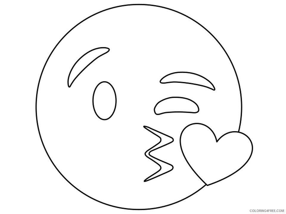 Emoji Coloring Pages kiss heart Printable 2021 2234 Coloring4free