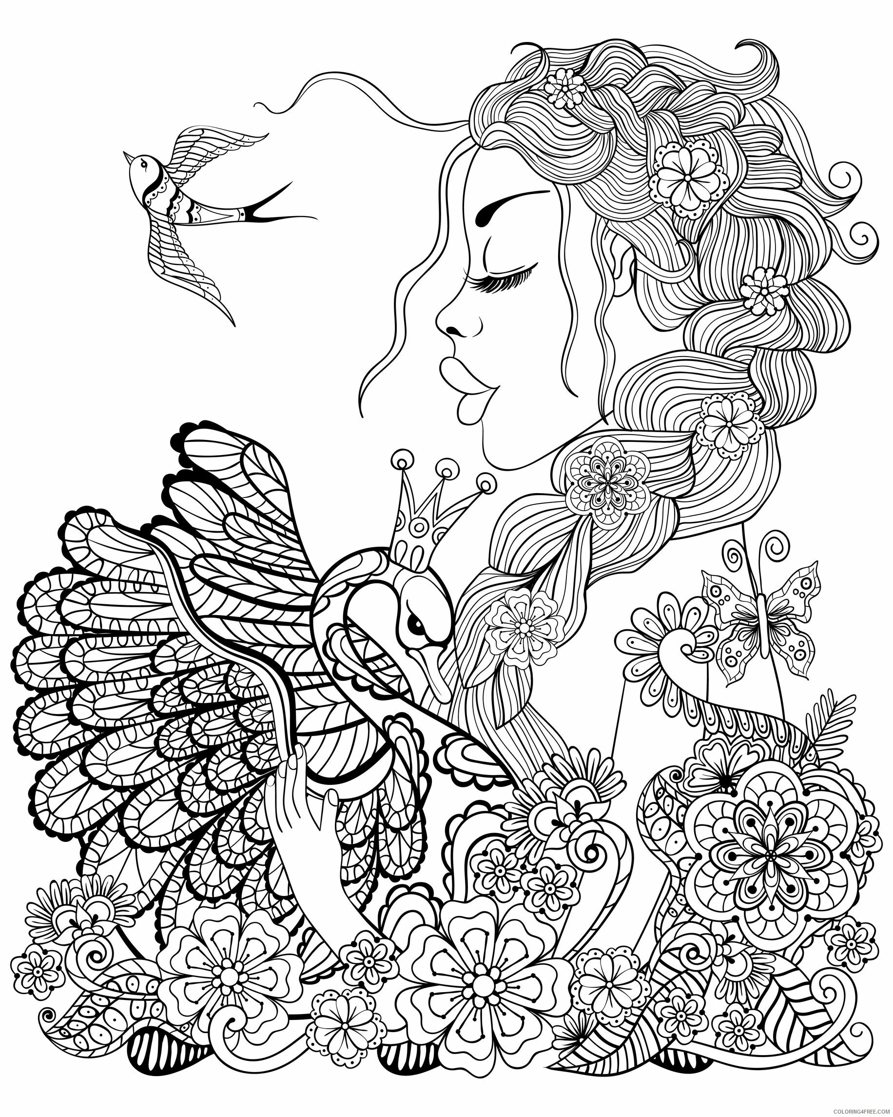 Fairy Coloring Pages Beautiful Fairy Woman for Adults Printable 2021 2318 Coloring4free