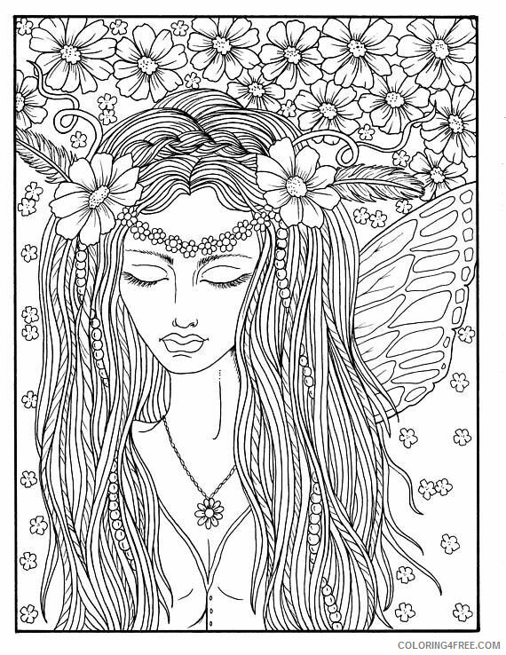 Fairy Coloring Pages Woman Fairy for Adults to Printable 2021 2417 Coloring4free