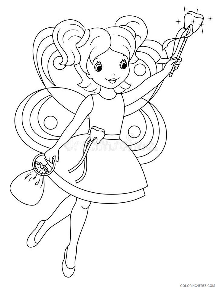 Fairy Coloring Pages tooth fairy flies to collect teeth Printable 2021 2300 Coloring4free
