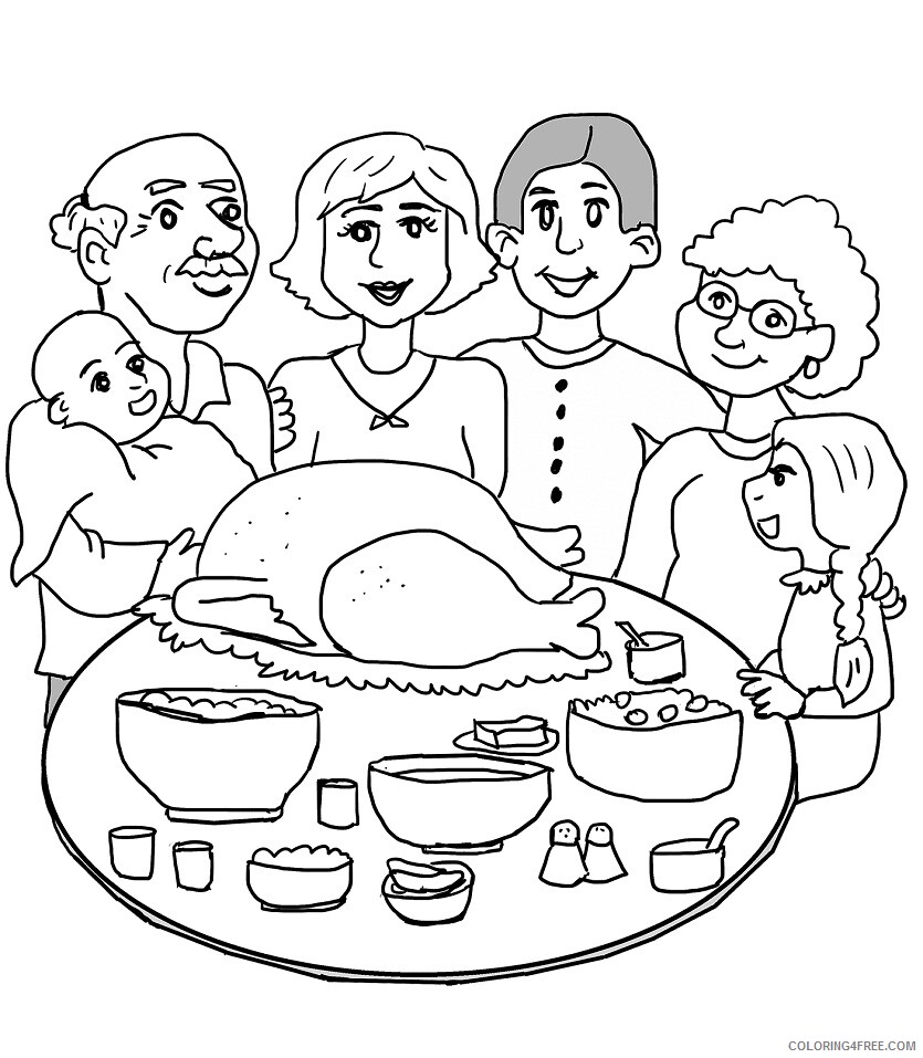 Family Coloring Pages family dinner Printable 2021 2428 Coloring4free