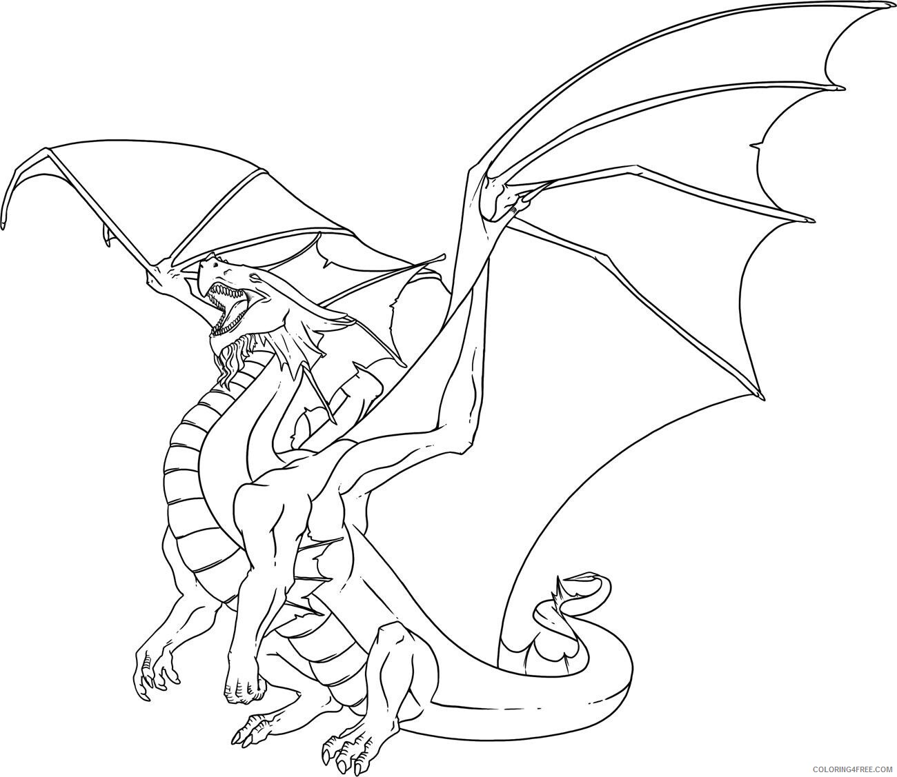 Fantasy Dragons Coloring Pages Dragon for Adult Printable 2021 2582 Coloring4free