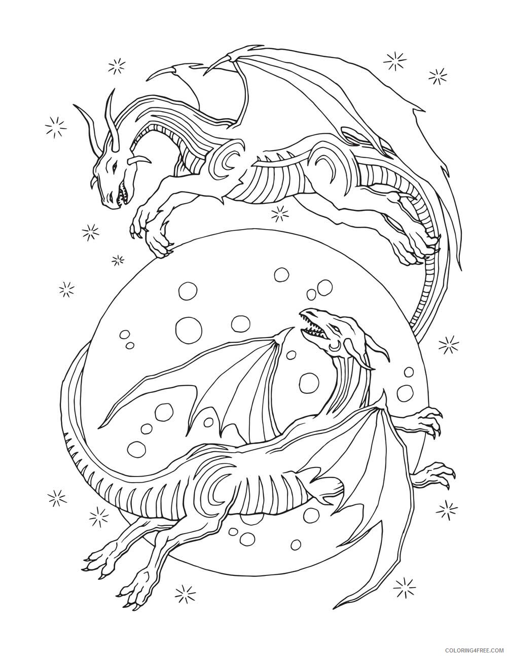 Fantasy Dragons Coloring Pages Fantasy Dragon for Adults Printable 2021 2590 Coloring4free