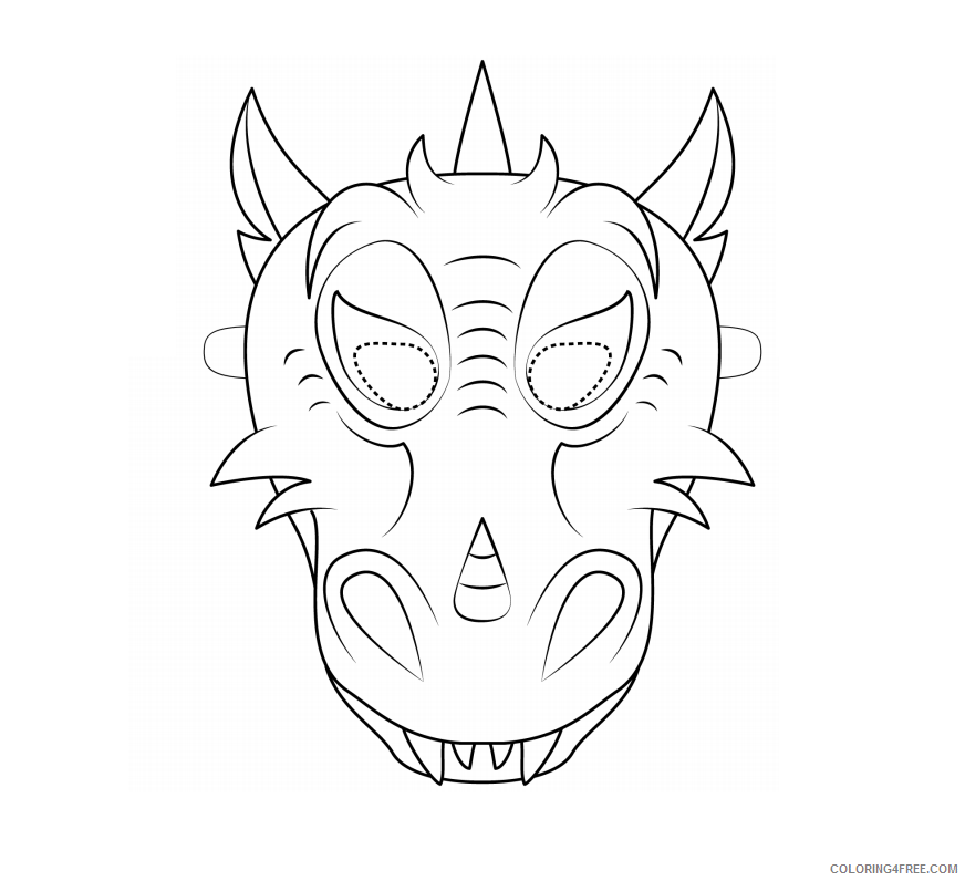 Fantasy Dragons Coloring Pages a dragon mask Printable 2021 2527 Coloring4free