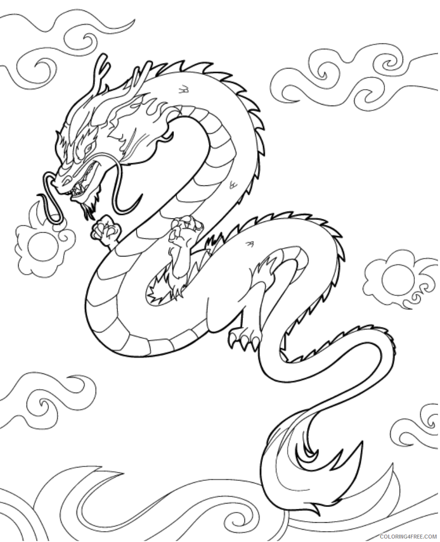 Fantasy Dragons Coloring Pages beautiful chinese dragon Printable 2021 2535 Coloring4free