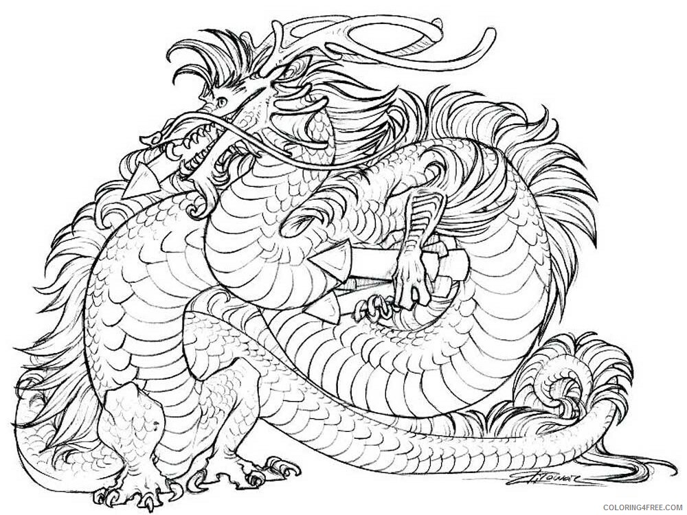Fantasy Dragons Coloring Pages dragon for adults 9 Printable 2021 2575 Coloring4free