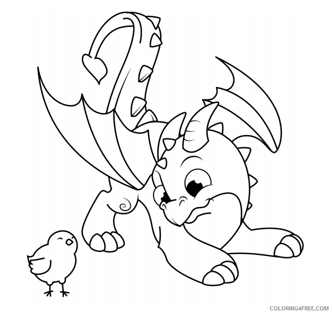 Fantasy Dragons Coloring Pages dragon with chicken Printable 2021 2530 Coloring4free