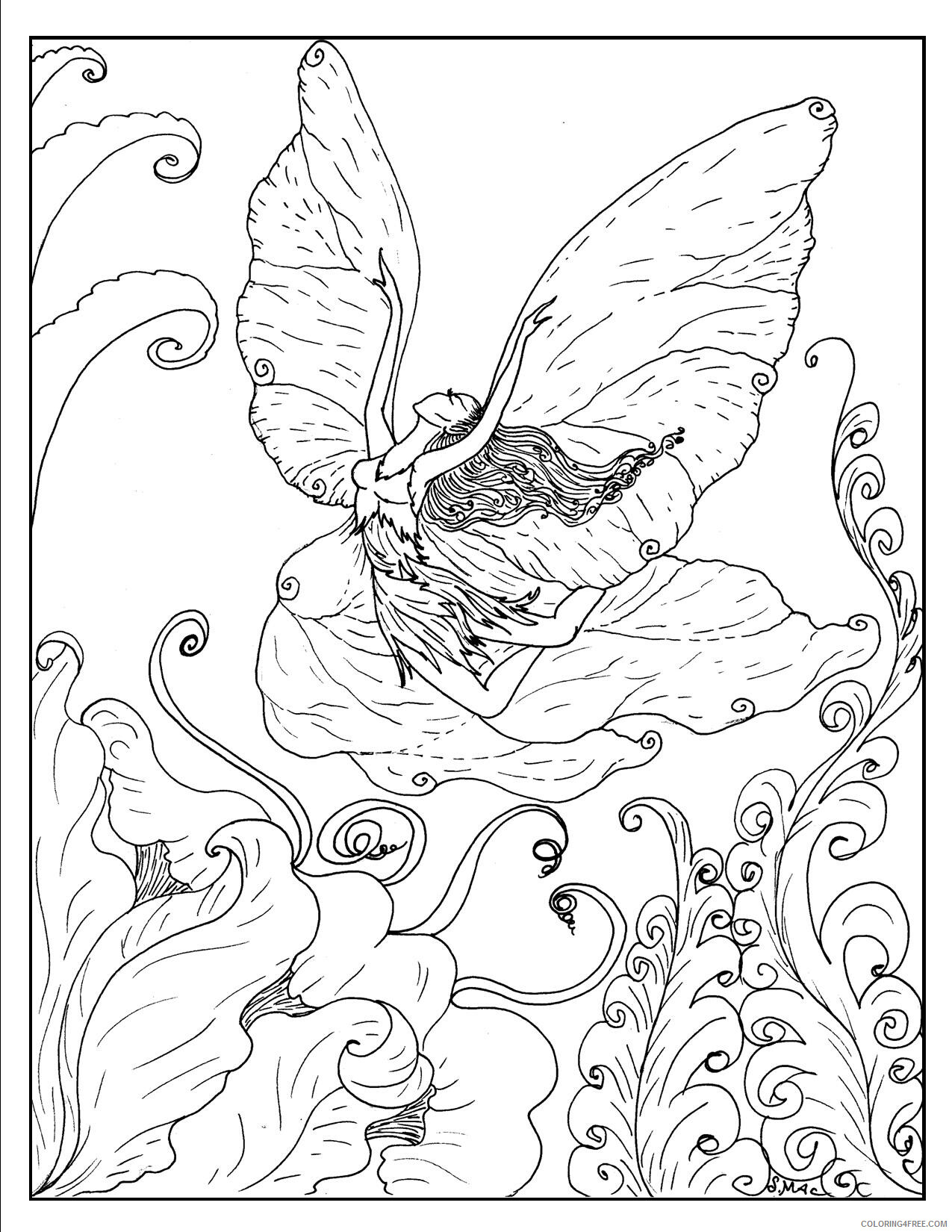 Fantasy Fairies Coloring Pages fairy fantasy Printable 2021 2620 Coloring4free
