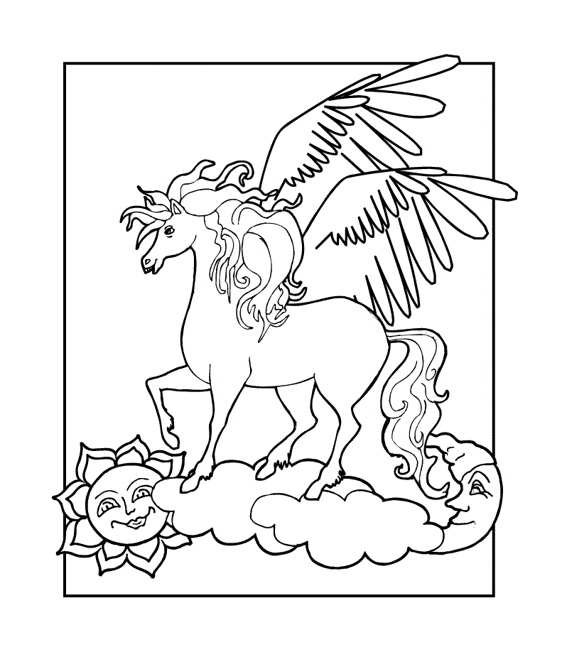 Fantasy Pegasus Coloring Pages Pegasus Kids Printable 2021 2635 Coloring4free