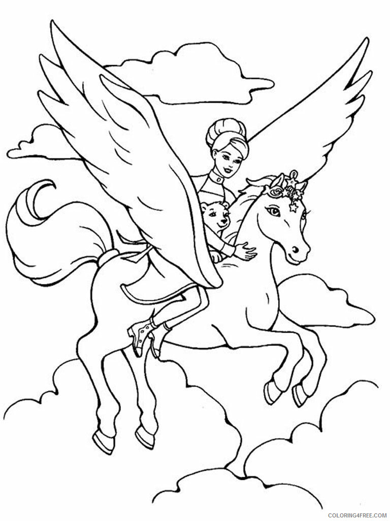 Fantasy Pegasus Coloring Pages Pegasus for Girls Printable 2021 2633 Coloring4free