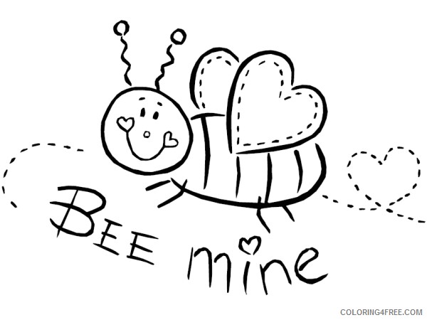 February Coloring Pages Bee Mine February Printable 2021 2647 Coloring4free