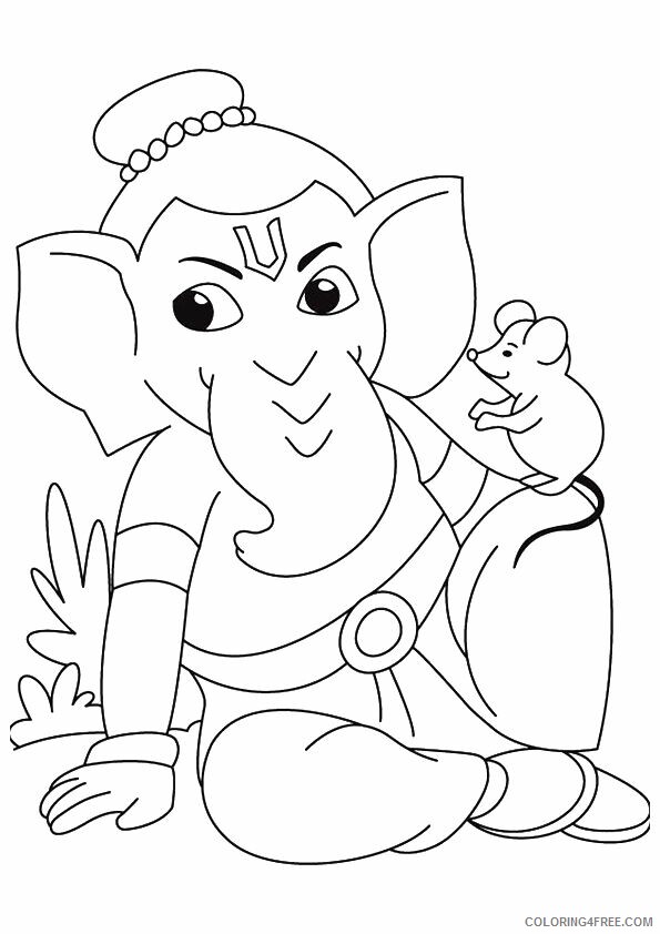 Ganesha Coloring Pages ganesha with mouse Printable 2021 2796 Coloring4free