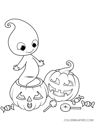 Ghost Coloring Pages cute ghost from jack o lantern Printable 2021 2803 Coloring4free