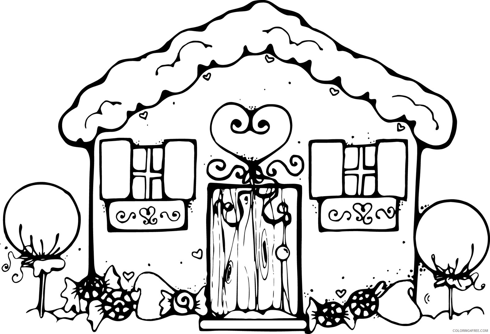 Gingerbread House Coloring Pages Gingerbread House For Kids Printable 2021 2903 Coloring4free