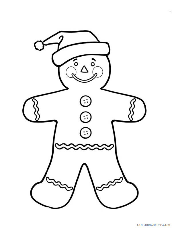 Gingerbread Men Coloring Pages Gingerbread Men as Santa Claus Printable 2021 Coloring4free