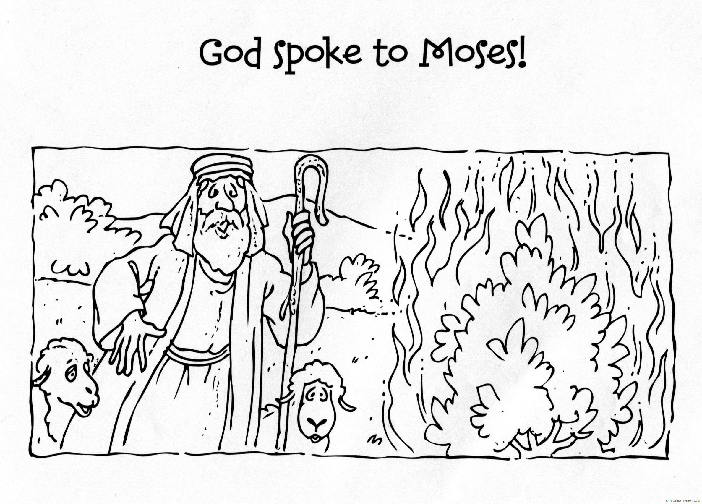 God Coloring Pages God Spoke To Moses Burning Bush Printable 2021 2985 Coloring4free