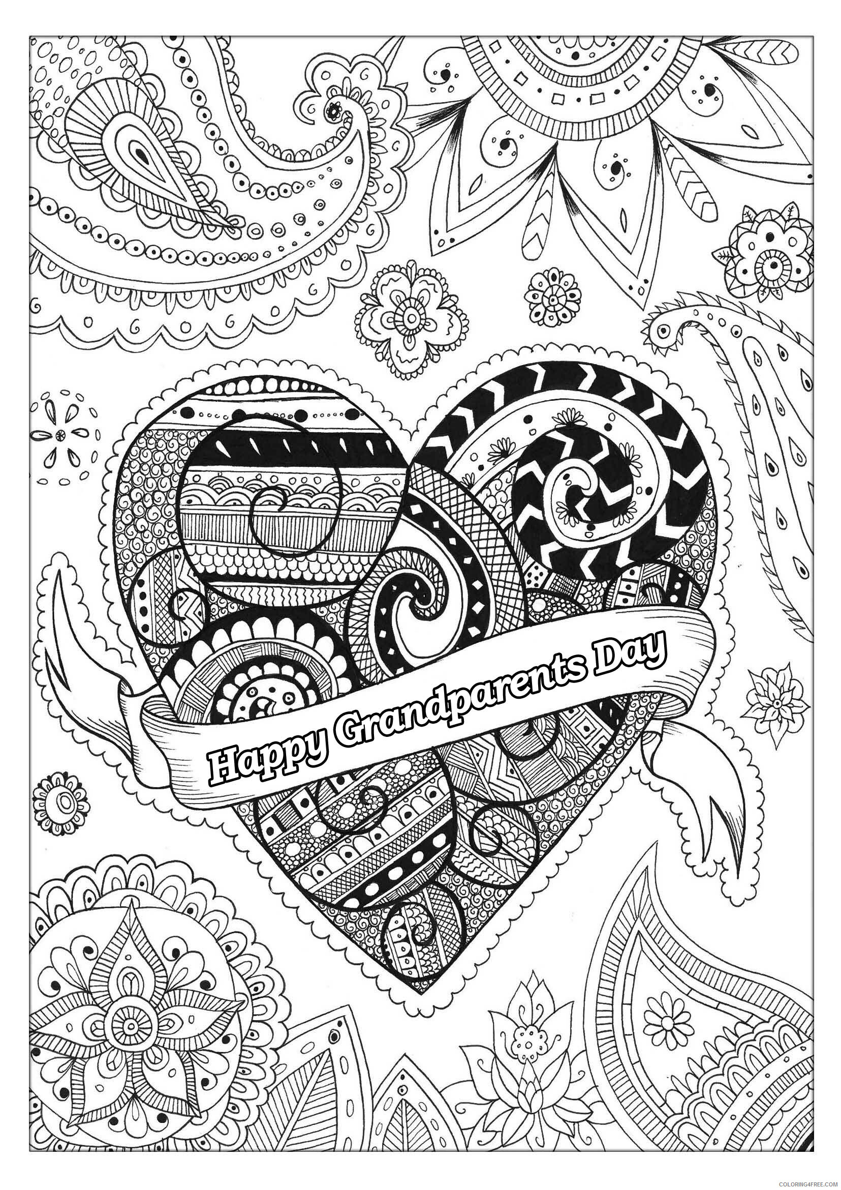 Grandparents Coloring Pages Happy Grandparents Day Heart Printable 2021 3030 Coloring4free
