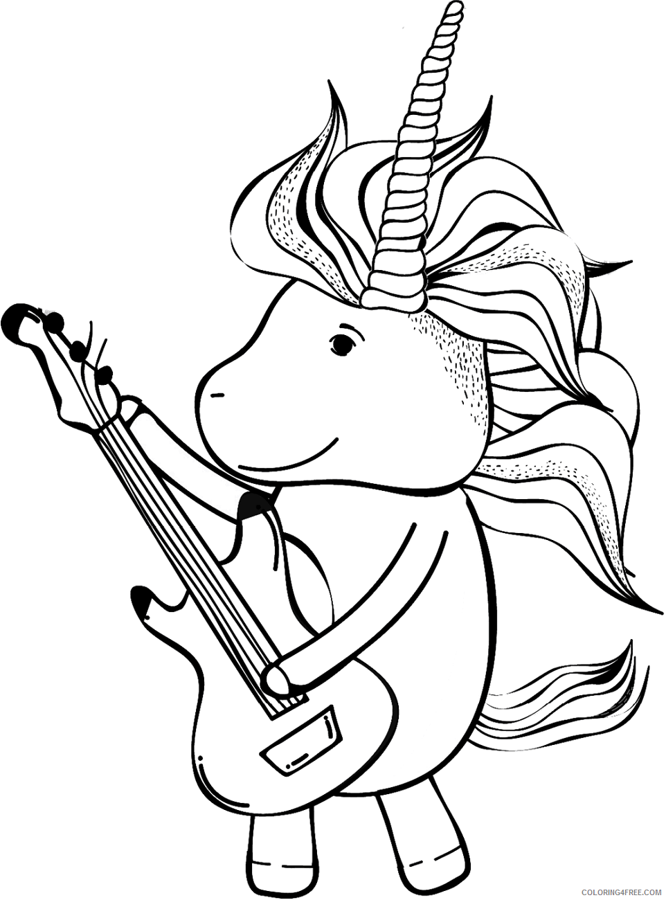 Guitar Coloring Pages unicorn_playing_guitar Printable 2021 3051 Coloring4free