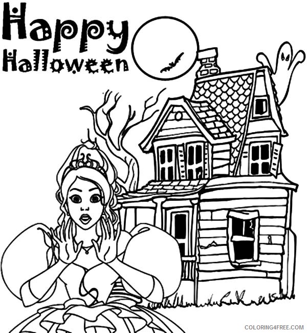 Haunted House Coloring Pages Happy Halloween Haunted House Printable 2021 3110 Coloring4free