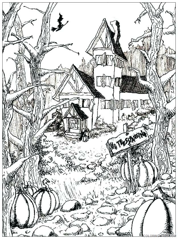 Haunted House Coloring Pages Haunted House Halloween Printable 2021 3115 Coloring4free