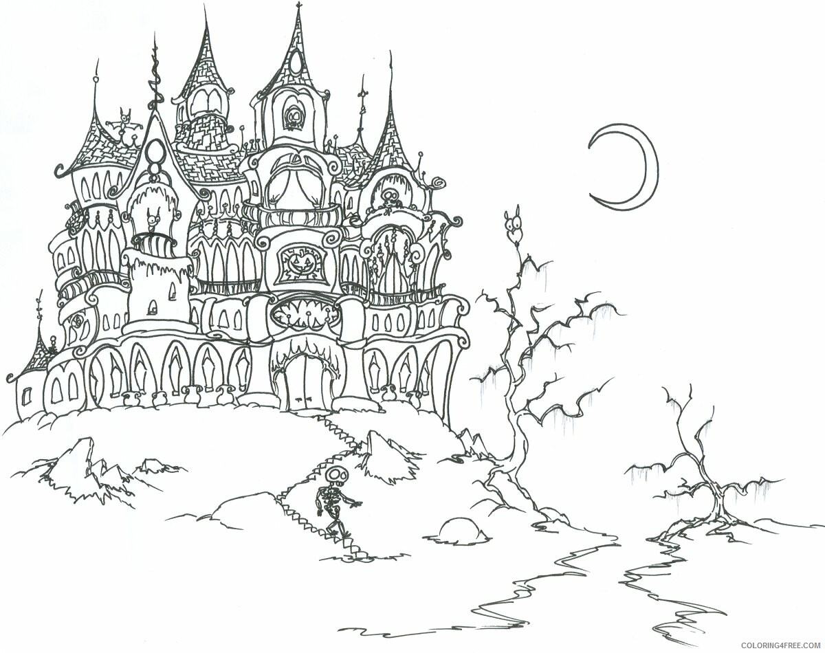 Haunted House Coloring Pages Haunted House Printable 2021 3111 Coloring4free