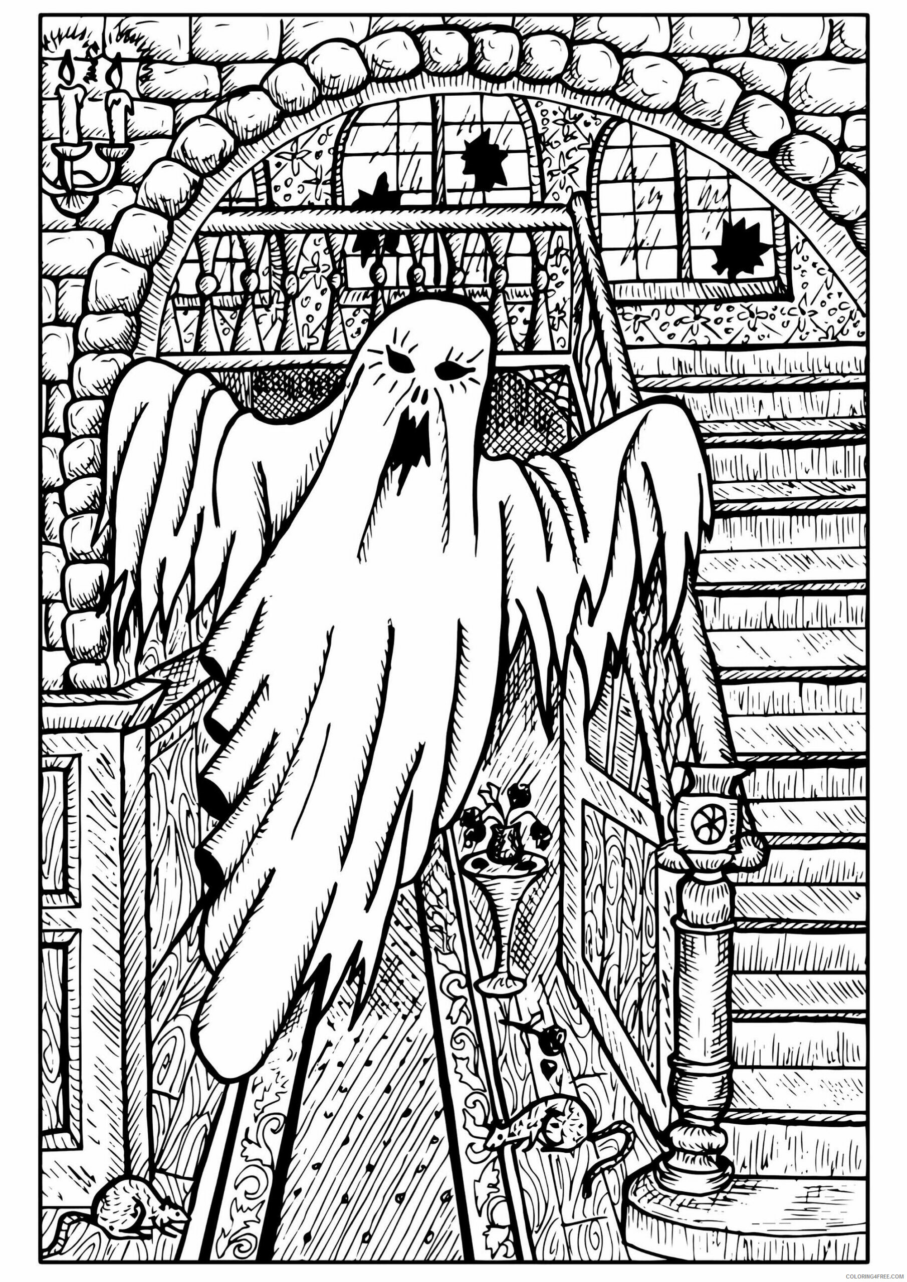 Haunted House Coloring Pages ghost in a haunted house Printable 2021 3106 Coloring4free