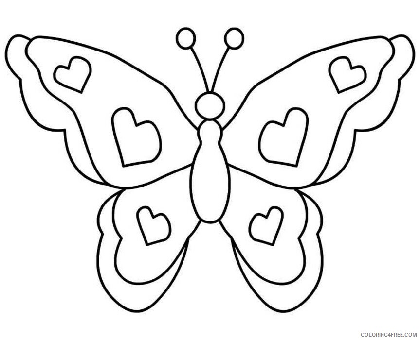 Heart Animal Coloring Pages Butterfly with Hearts Printable 2021 3200 Coloring4free